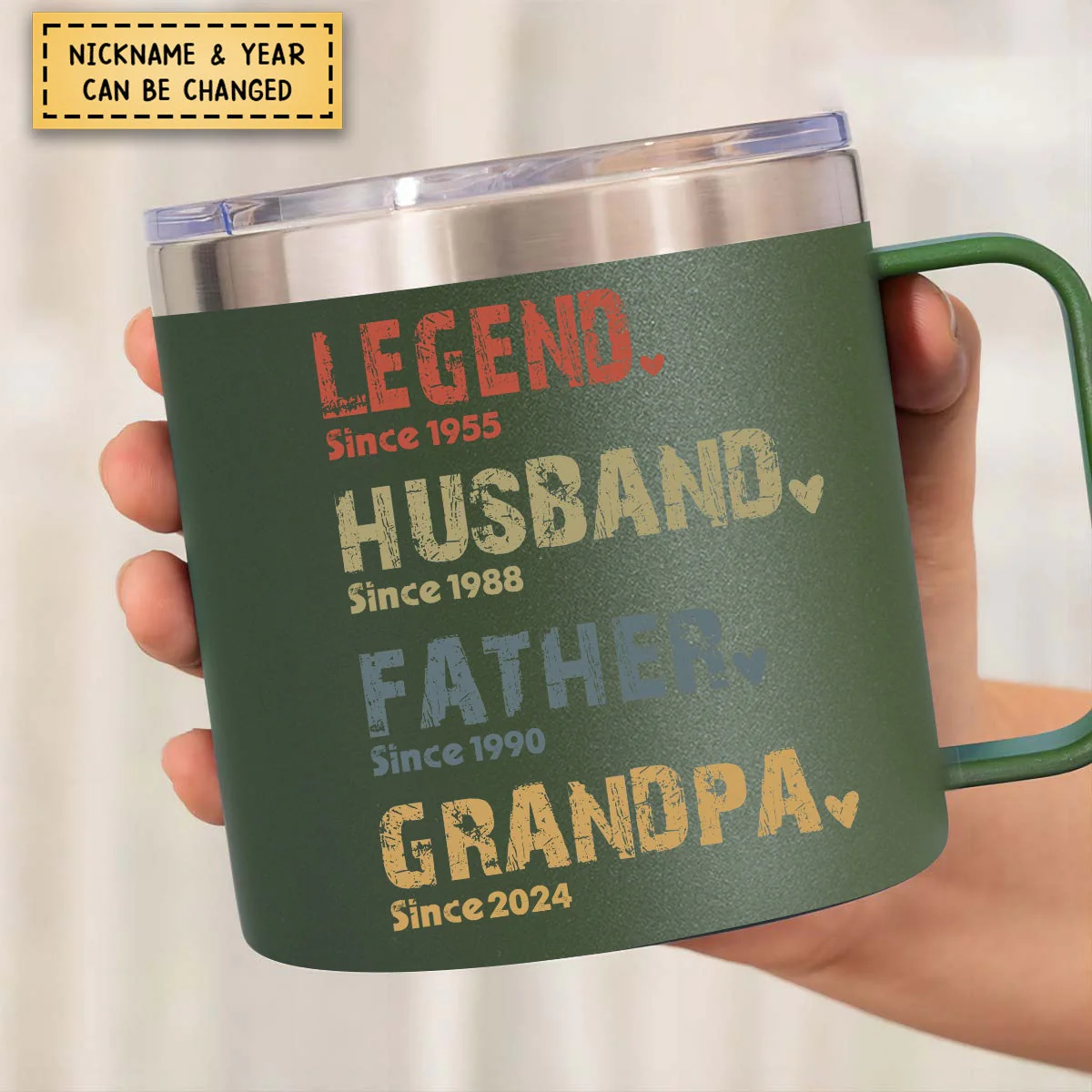 Legend, Husband, Dad And Papa Since - Family Personalized 14oz Stainless Steel Tumbler - Image 4