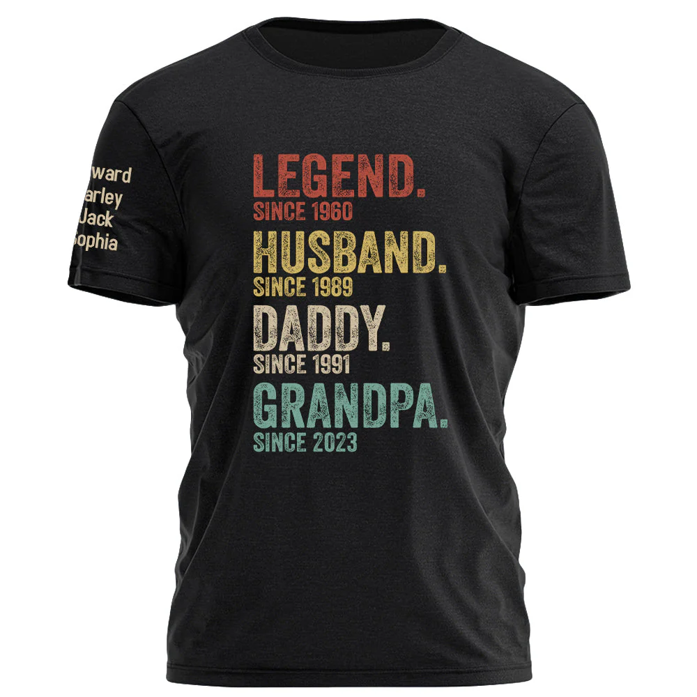 Personalized Shirt With Design On Sleeve Birthday Gift For Dad, Grandpa - Image 3