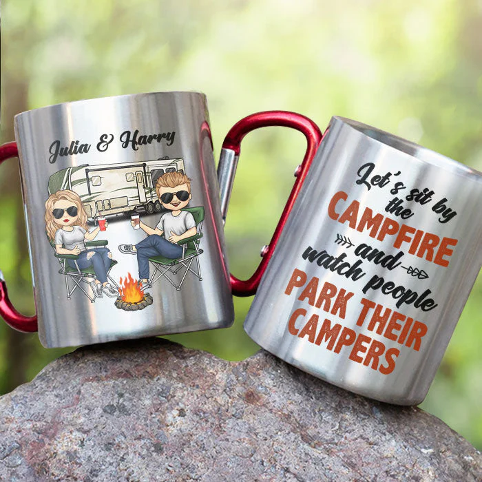 Let's Sit By The Campfire - Personalized Carabiner Camping Mug - Gift For Camping Lovers - Image 7