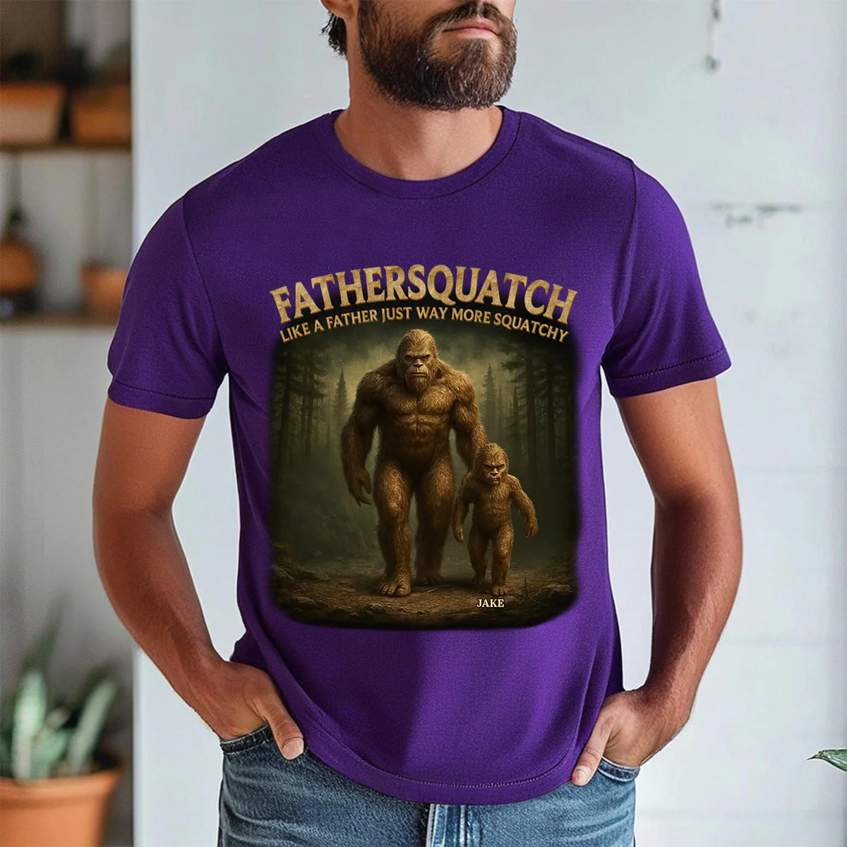 Like A Papa Just Way More Squatchy - Family Personalized Pure Cotton T-Shirt Father's Day Gift For Dad, Grandpa - Image 7