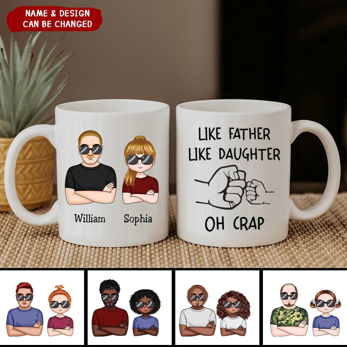 Like Father Like Daughter Fist Bump Handshake - Personalized Mug - Image 2