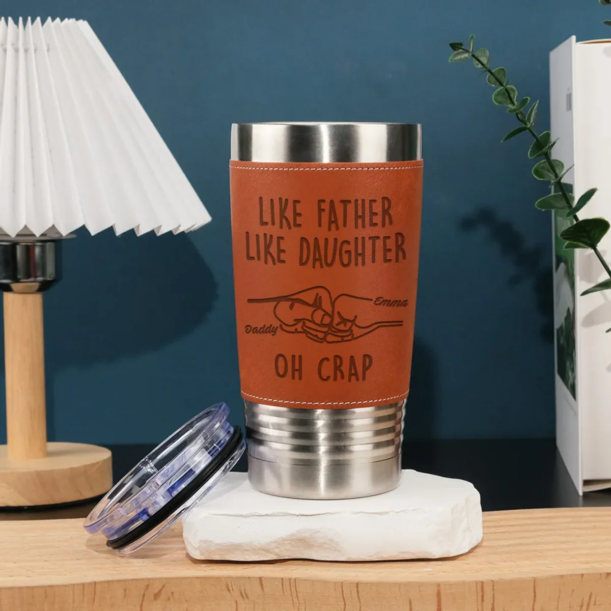 Like Father Like Daughter - Personalized Custom Engraved Leather Tumbler - Image 7