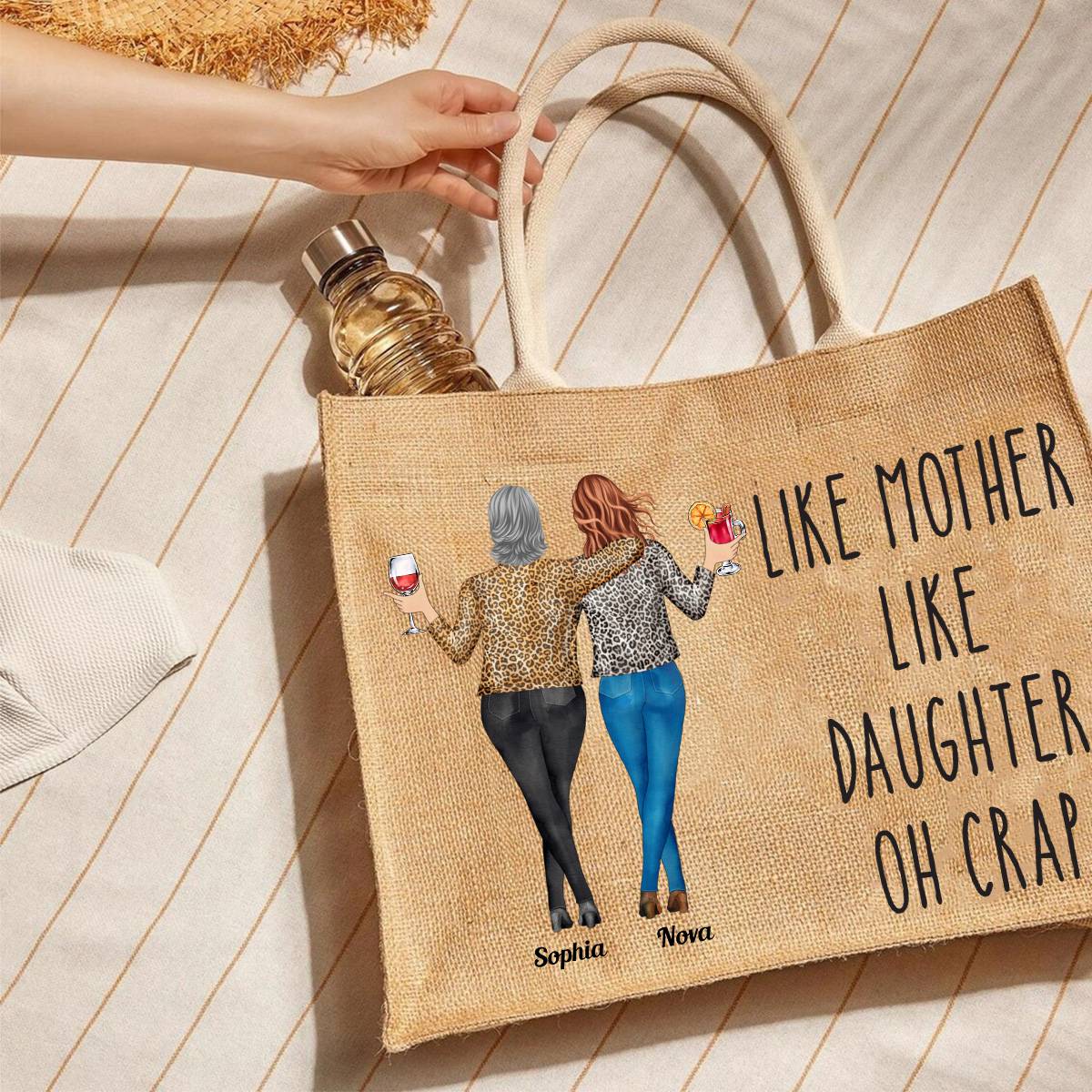 Like Mother Like Daughter - Personalized Jute Tote Bag - Image 5