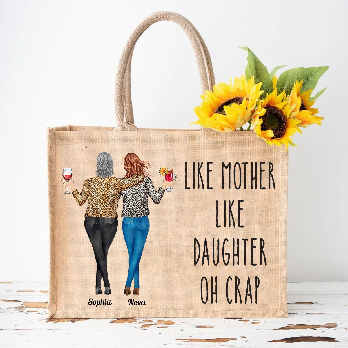 Like Mother Like Daughter - Personalized Jute Tote Bag - Image 7