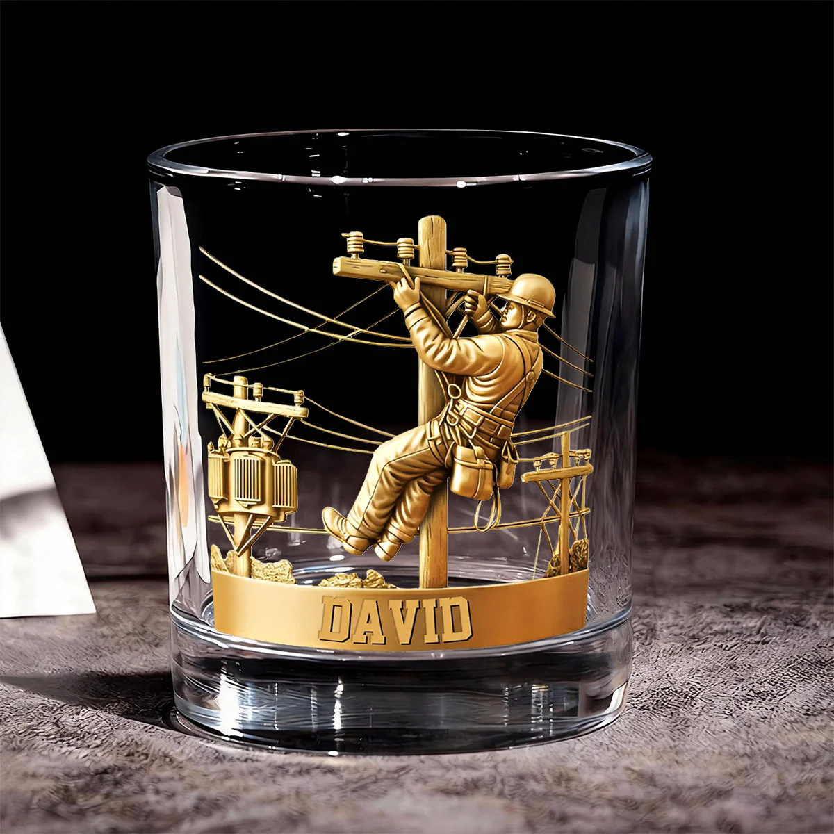 Lineman Round Whiskey Glass - Personalized Gifts For Lineman Glass - Image 5