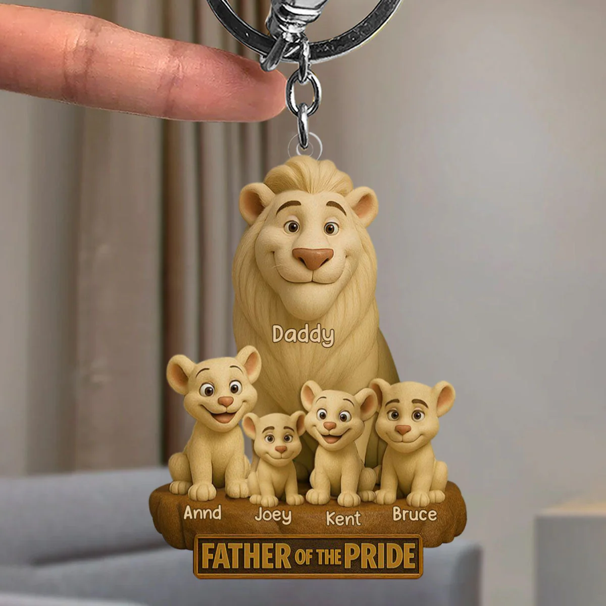 Lion Dad Of The Pride Acrylic Keychain - Personalized Gift For Father - Image 3