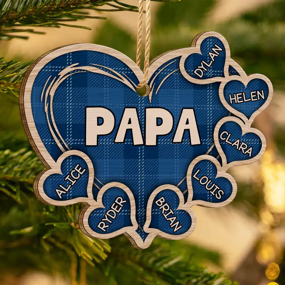 Little Sweethearts - Personalized Wooden Cutout Ornament - Gift For Papa, Grandma