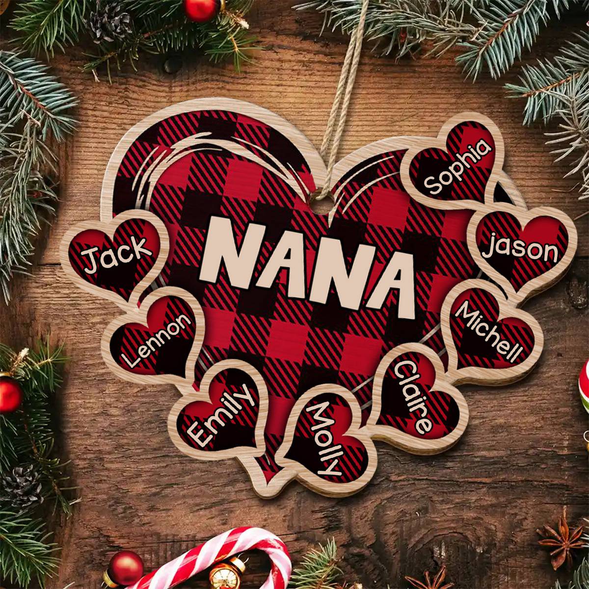 Little Sweethearts - Personalized Wooden Cutout Ornament - Gift For Papa, Grandma - Image 4