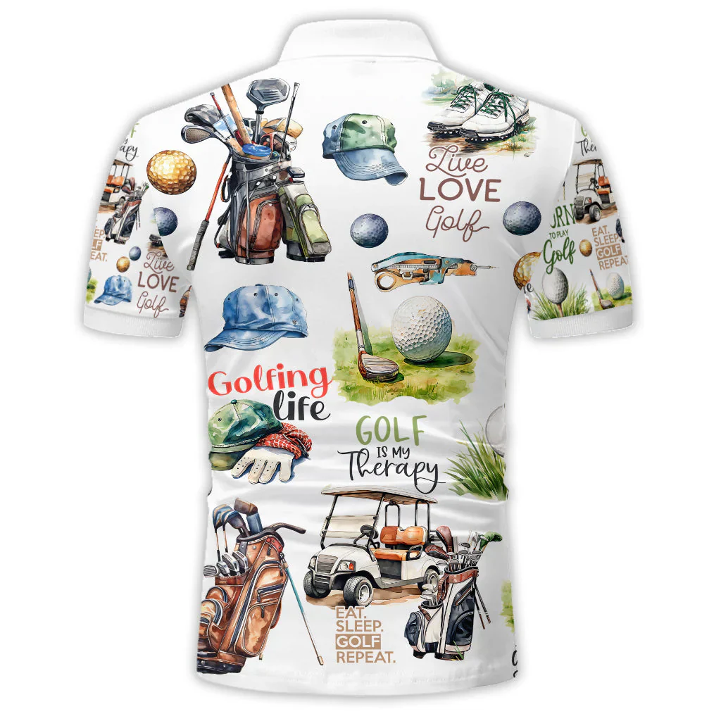 Live Love Golf - Personalized Golf Polo Shirt Gift For Dad, Grandpa - Image 4