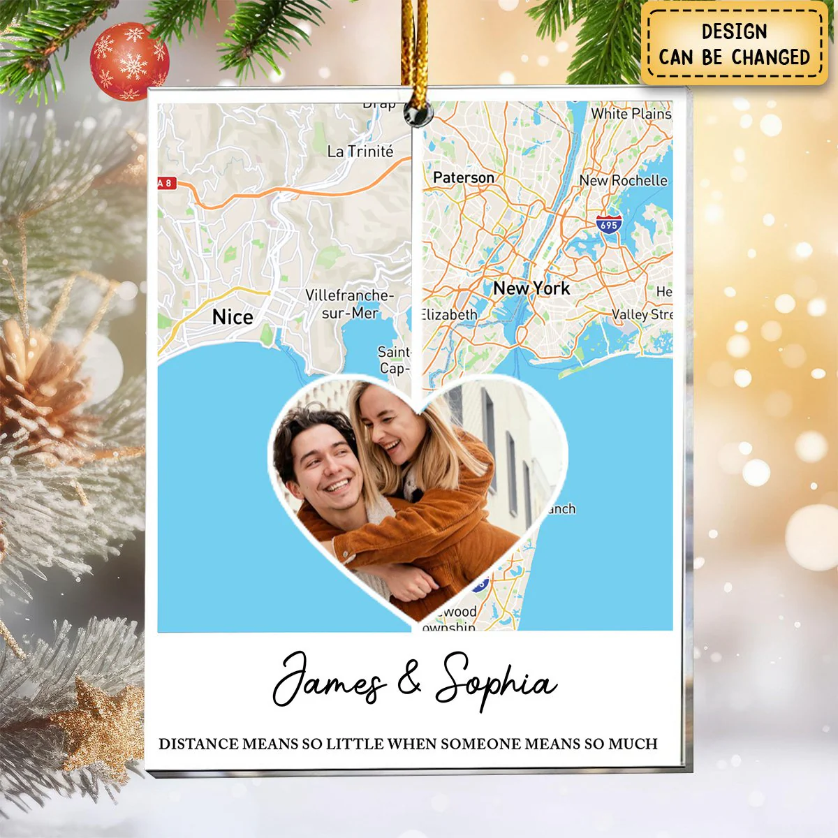 Long Distance Relationship Couple Gift - Personalized Acrylic Photo Ornament - Image 5