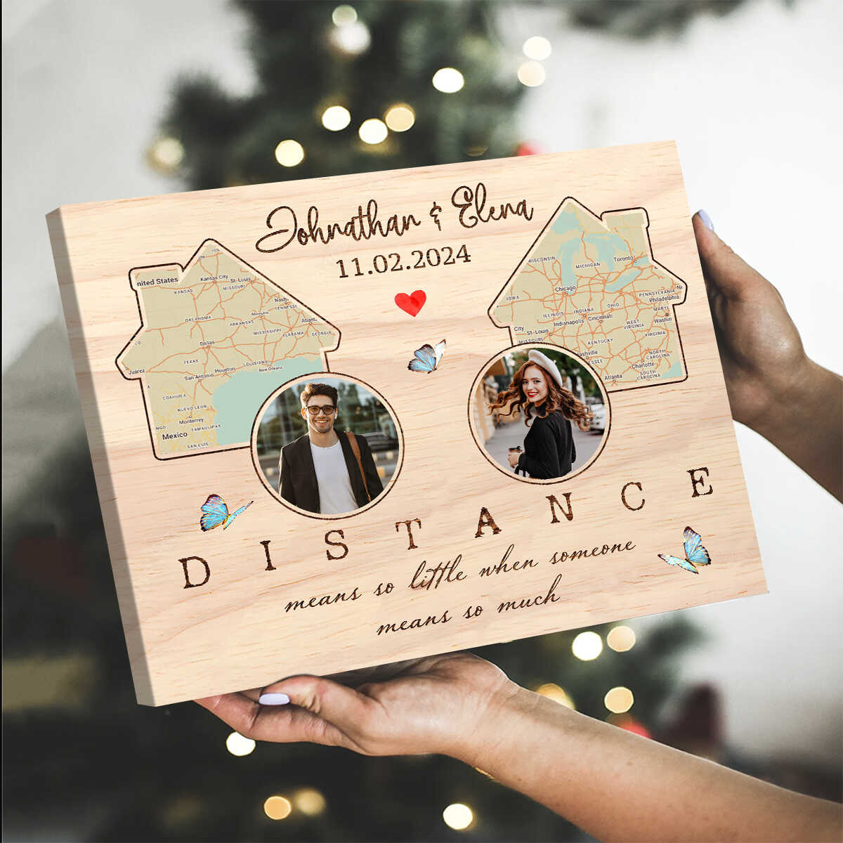 Long Distance Relationship Gift, Custom Distance Map Canvas - Image 3