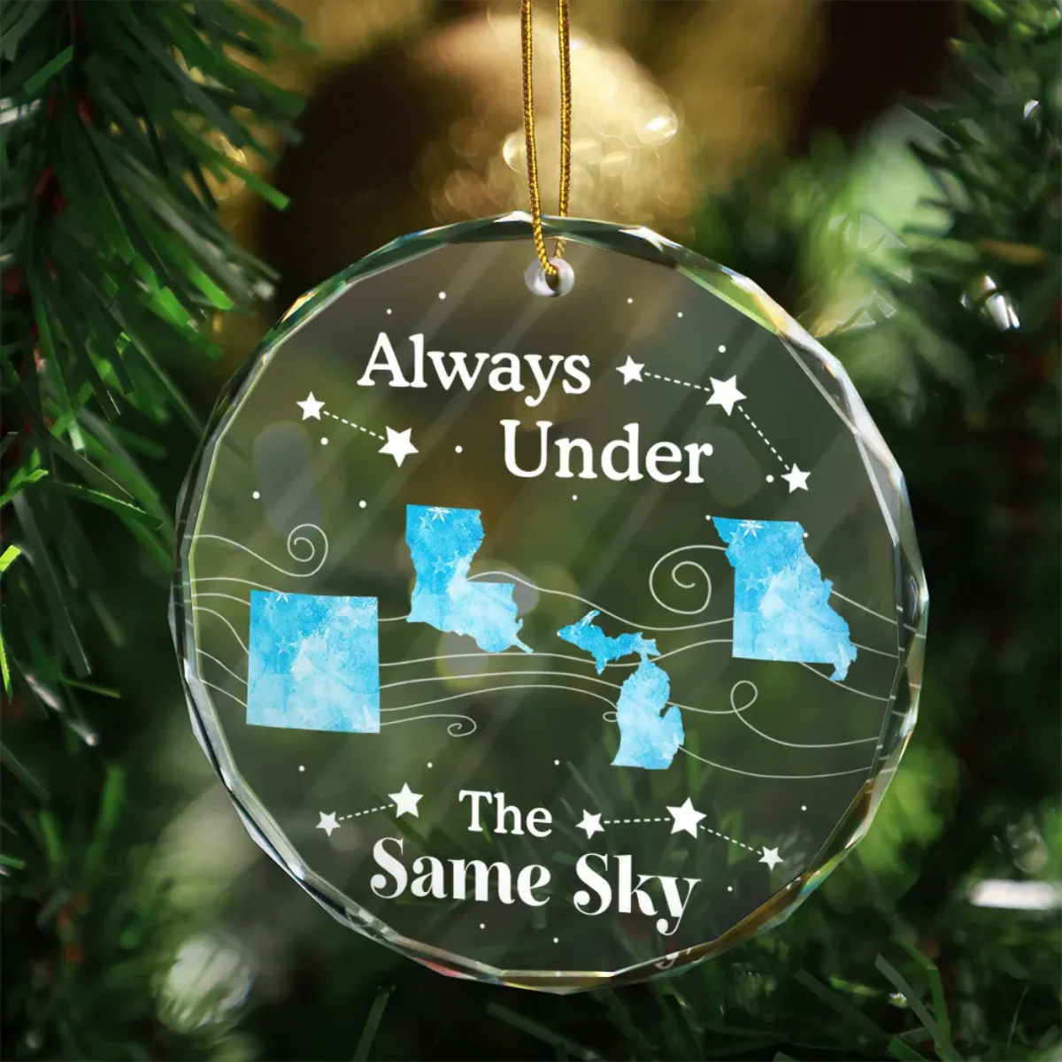 Long Distance The Miles Don't Matter Christmas - Personalized Circle Glass Ornament - Image 2