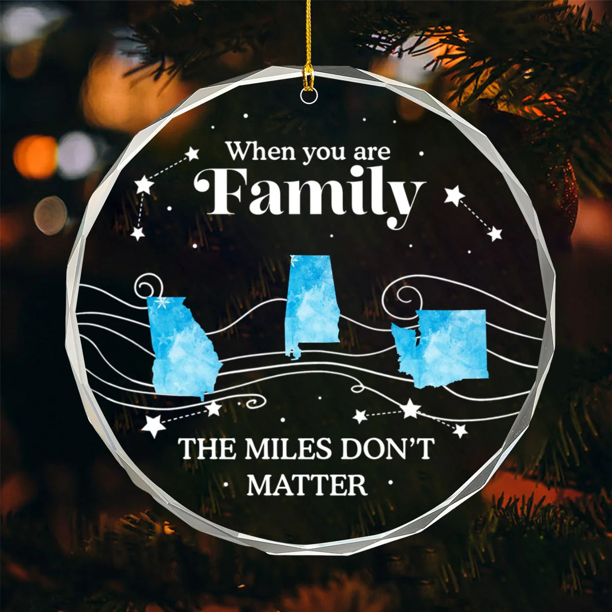 Long Distance The Miles Don't Matter Christmas - Personalized Circle Glass Ornament - Image 8
