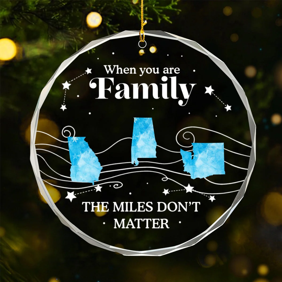 Long Distance The Miles Don't Matter Christmas - Personalized Circle Glass Ornament - Image 9