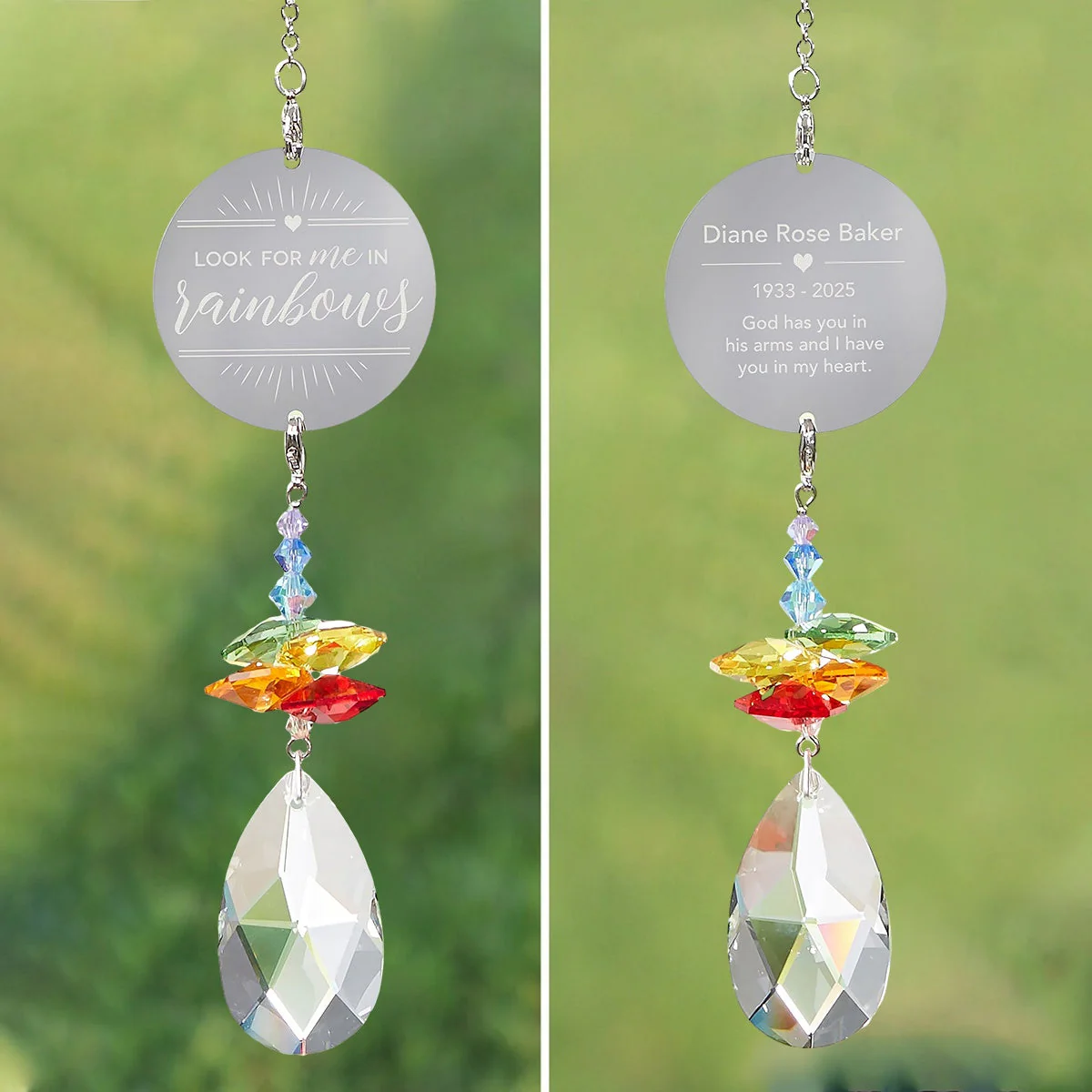 Look For Me In Rainbows Personalized Memorial Rainbow Suncatcher - Image 3