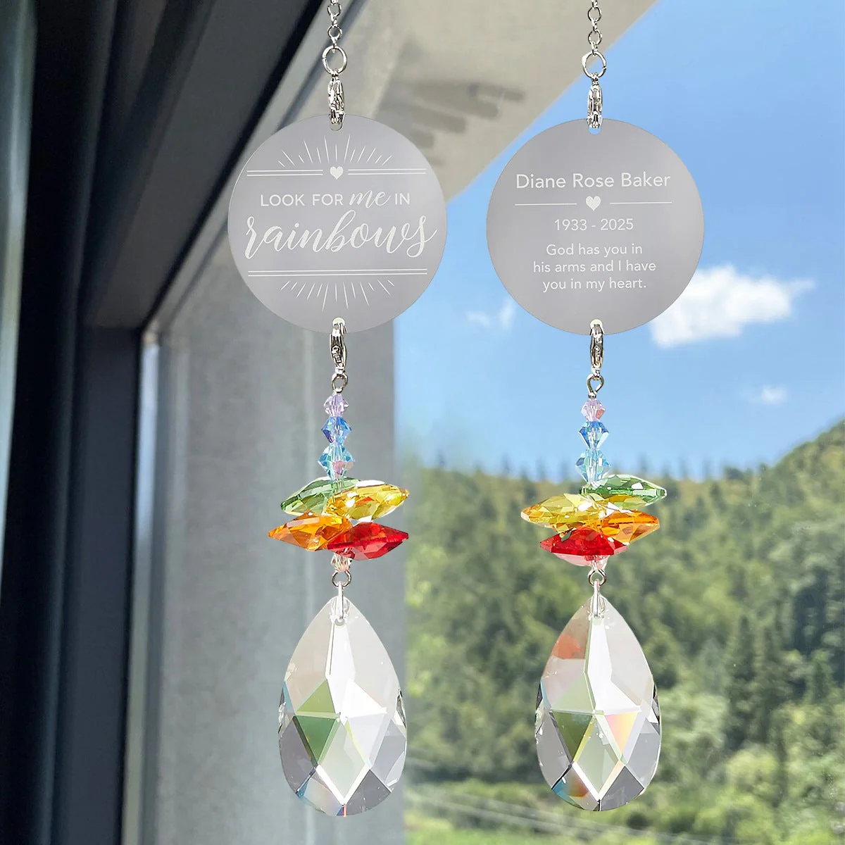 Look For Me In Rainbows Personalized Memorial Rainbow Suncatcher - Image 5