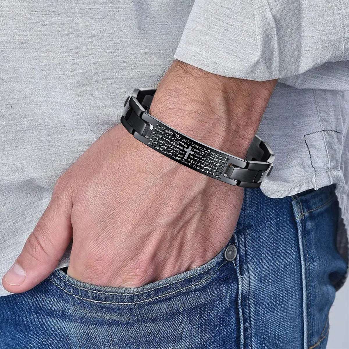 Lord's Prayer Bracelet,Cross Bracelet, Men's Bracelet - Image 3