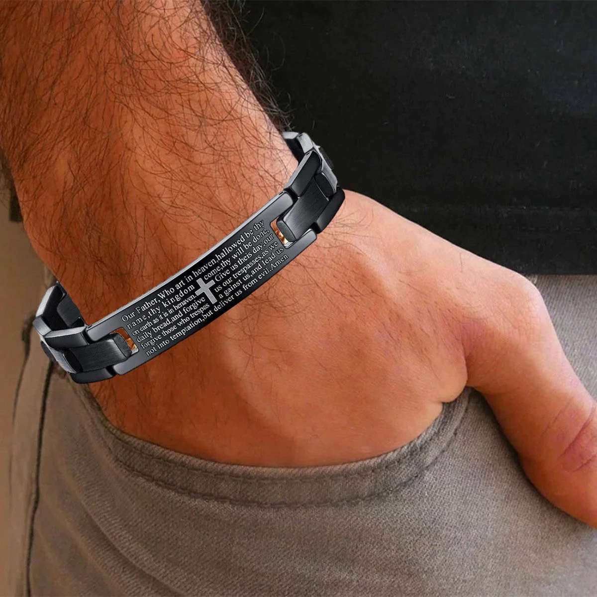Lord's Prayer Bracelet,Cross Bracelet, Men's Bracelet - Image 4