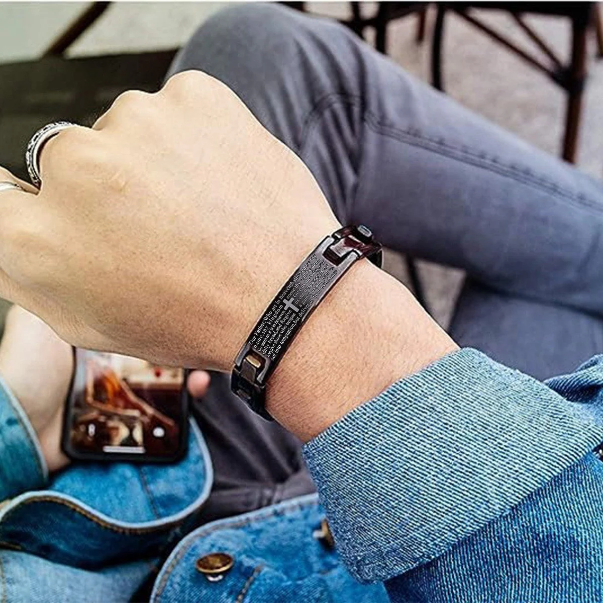 Lord's Prayer Bracelet,Cross Bracelet, Men's Bracelet - Image 5