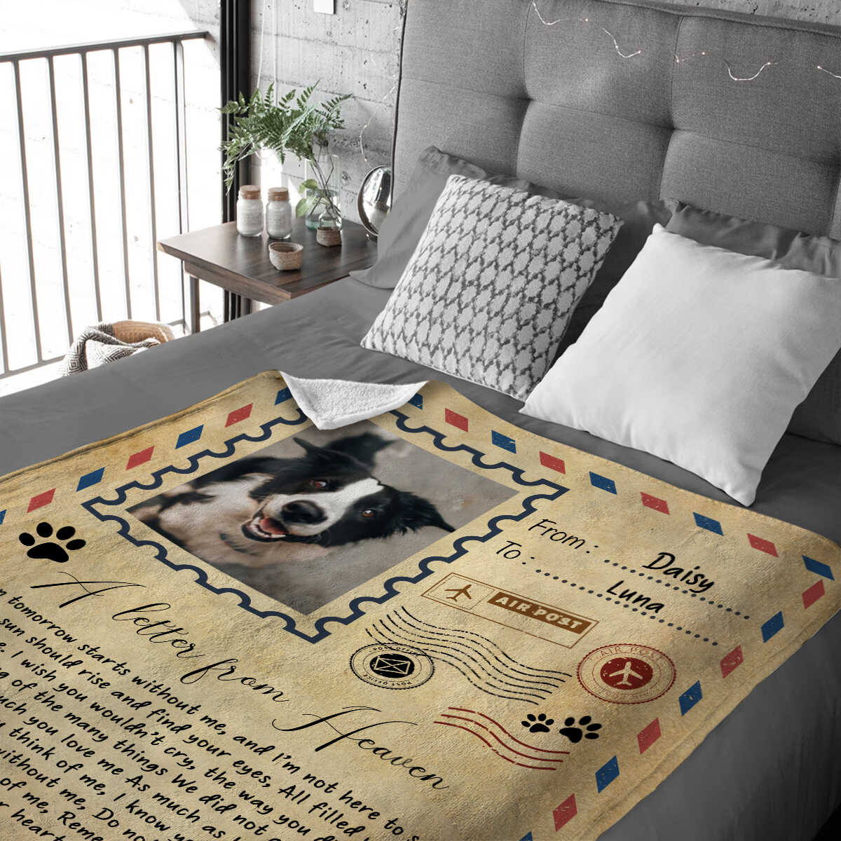 Loss Of Dog Gift, Pet Memorial Blanket, Personalized Letter From The Heaven Blanket - Image 2