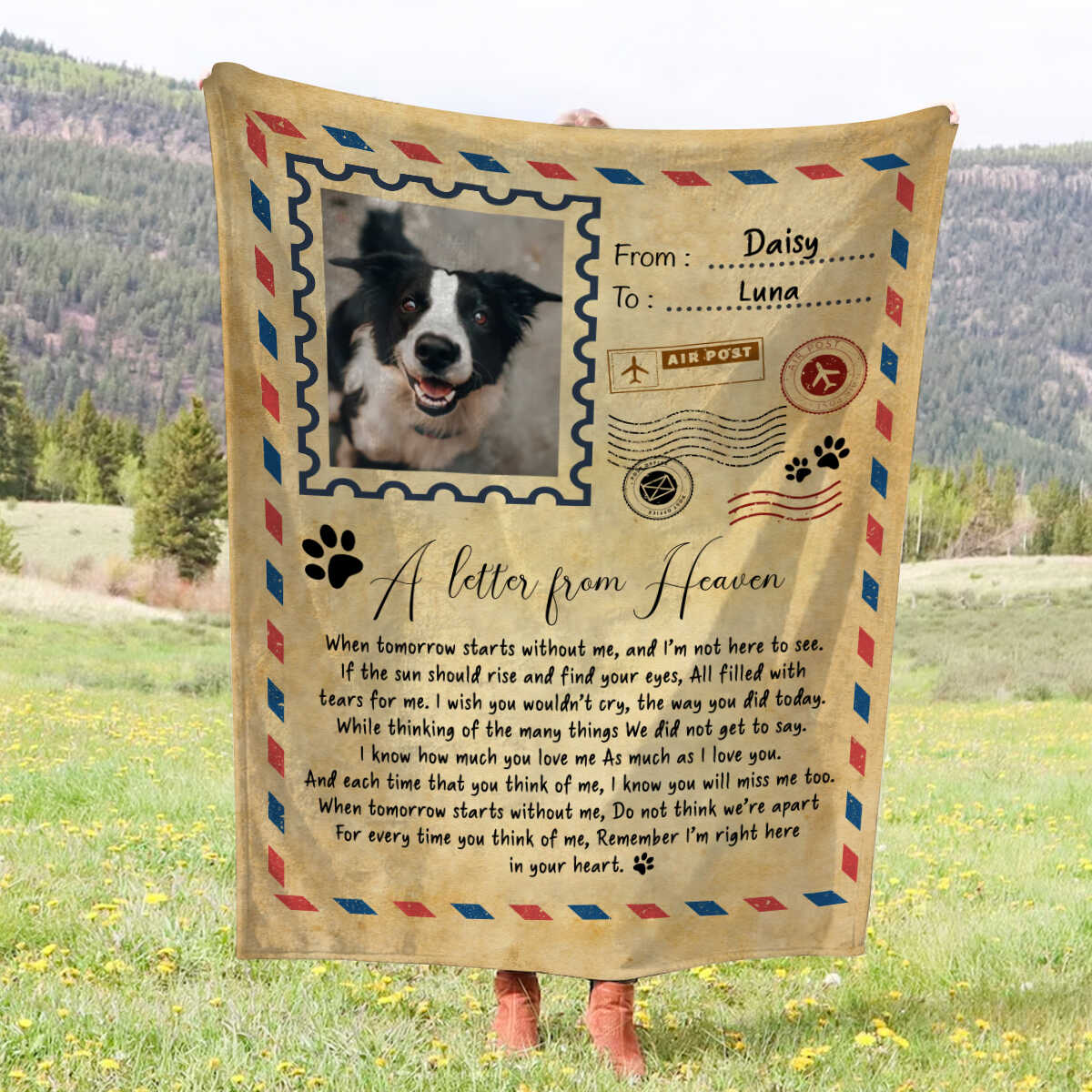 Loss Of Dog Gift, Pet Memorial Blanket, Personalized Letter From The Heaven Blanket - Image 3