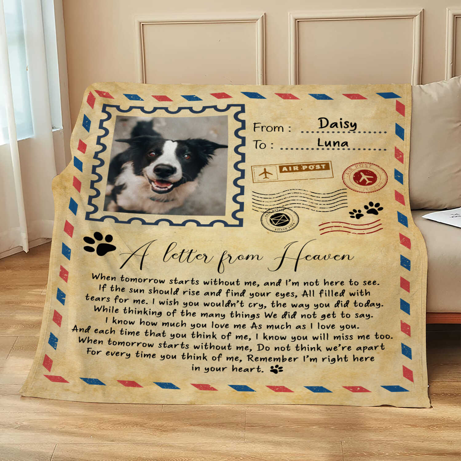 Loss Of Dog Gift, Pet Memorial Blanket, Personalized Letter From The Heaven Blanket - Image 4