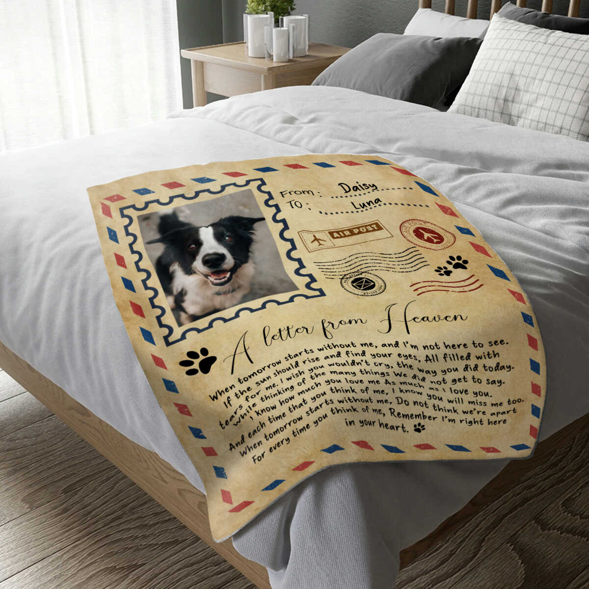 Loss Of Dog Gift, Pet Memorial Blanket, Personalized Letter From The Heaven Blanket - Image 5