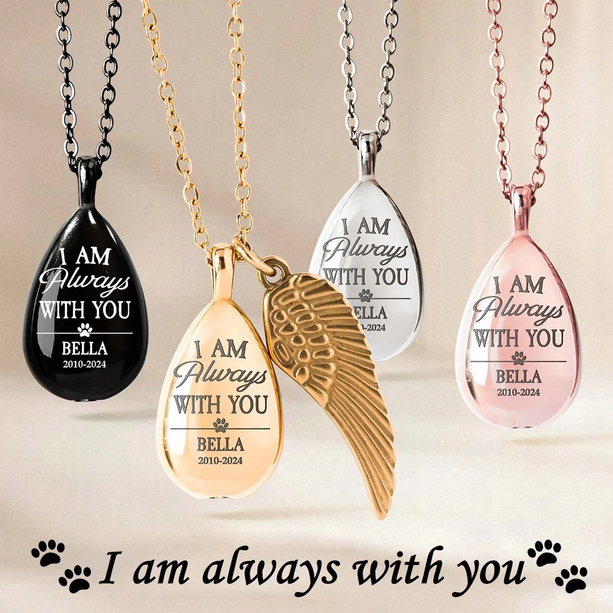 Loss Of Pet - I Am Always With You - Personalized Urn Necklace - Image 2