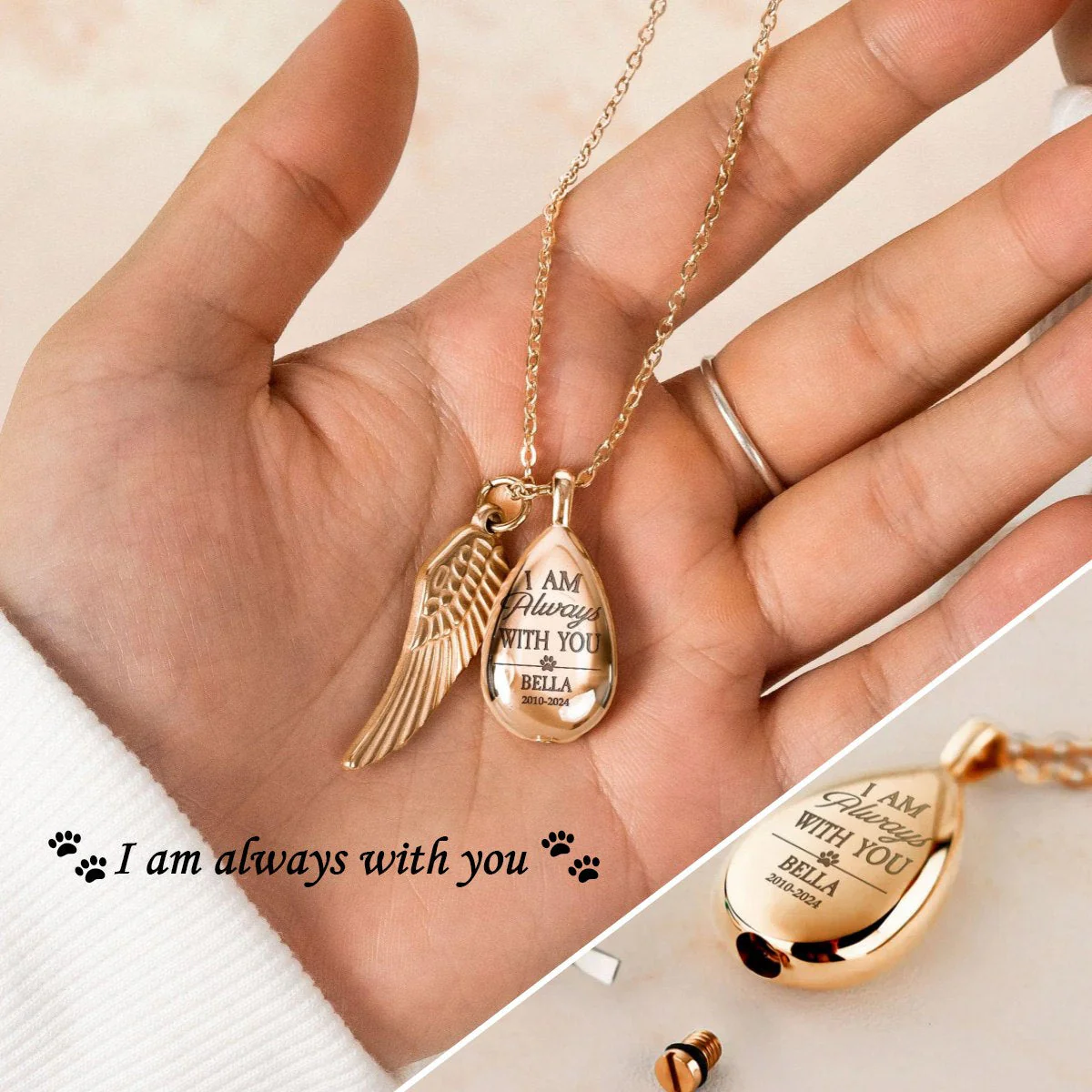 Loss Of Pet - I Am Always With You - Personalized Urn Necklace - Image 6