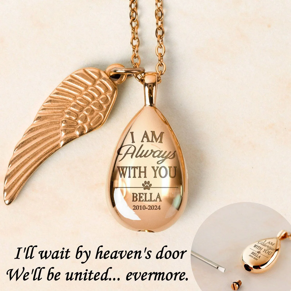 Loss Of Pet - I Am Always With You - Personalized Urn Necklace - Image 7