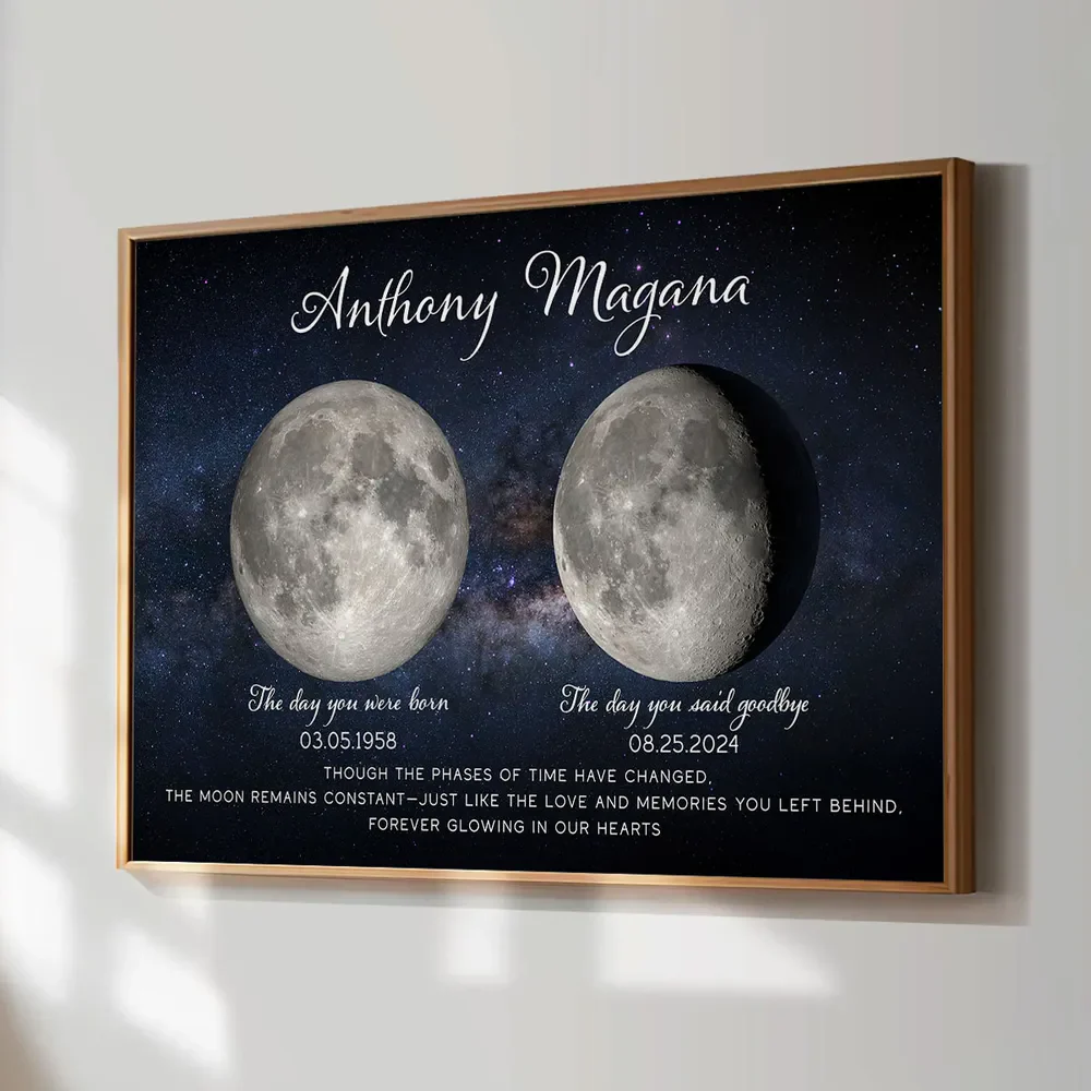 Lost Loved One Moon Phase Art Memorial Sympathy Gift Personalized Poster - Image 2