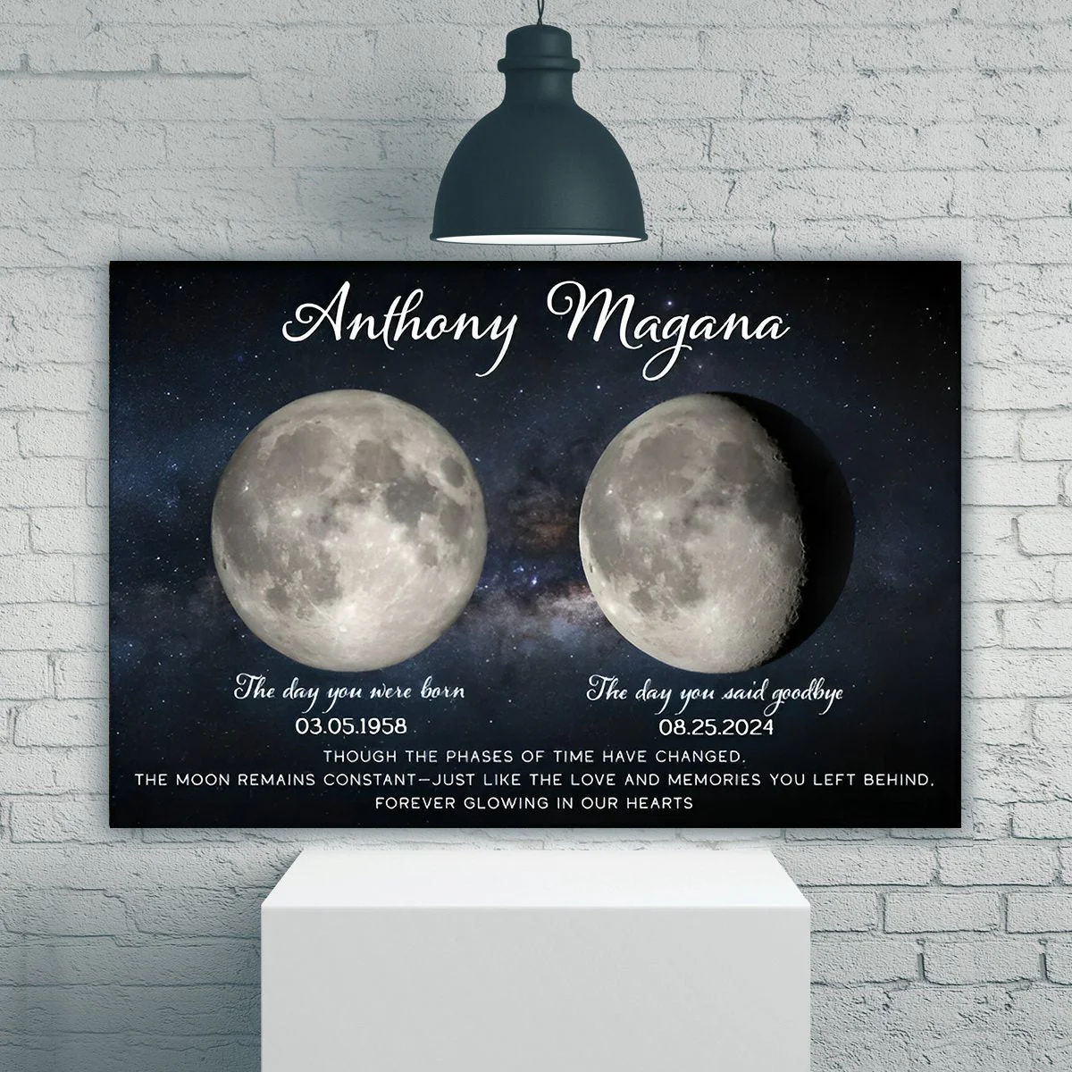 Lost Loved One Moon Phase Art Memorial Sympathy Gift Personalized Poster - Image 3