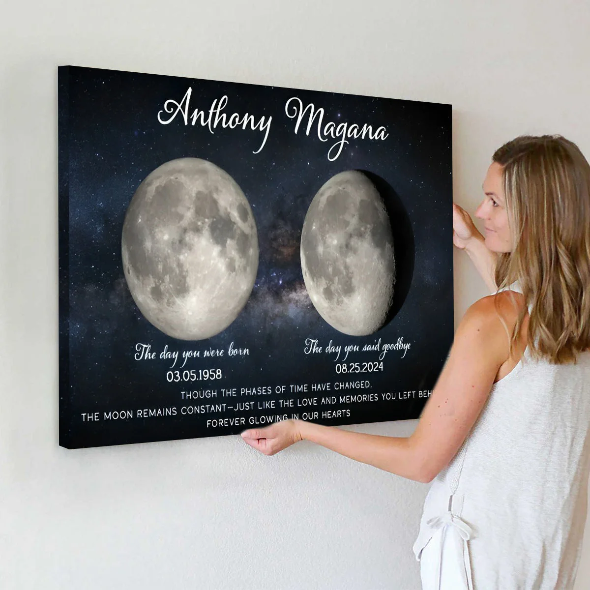 Lost Loved One Moon Phase Art Memorial Sympathy Gift Personalized Poster - Image 4