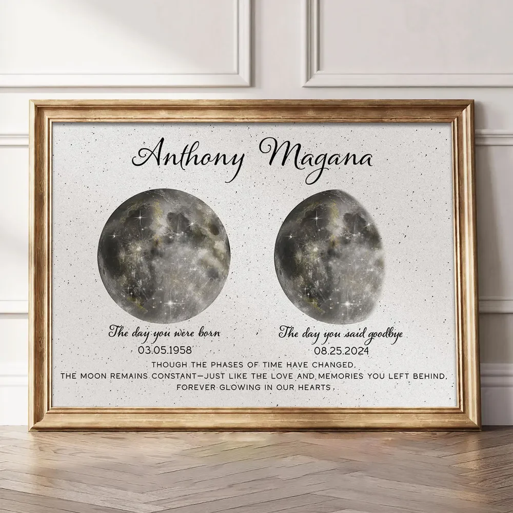 Lost Loved One Moon Phase Art Memorial Sympathy Gift Personalized Poster - Image 5