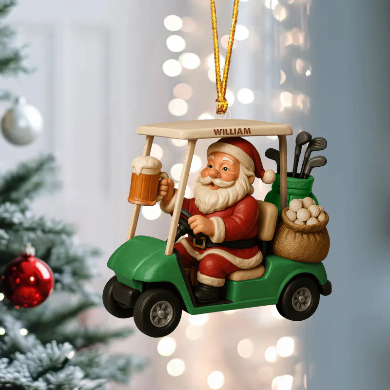 Love Beer And Golf Santa Christmas Ornament Personalized Ornament - Image 3