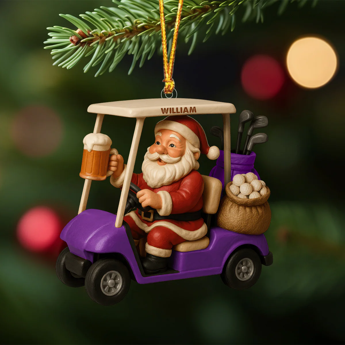 Love Beer And Golf Santa Christmas Ornament Personalized Ornament - Image 4