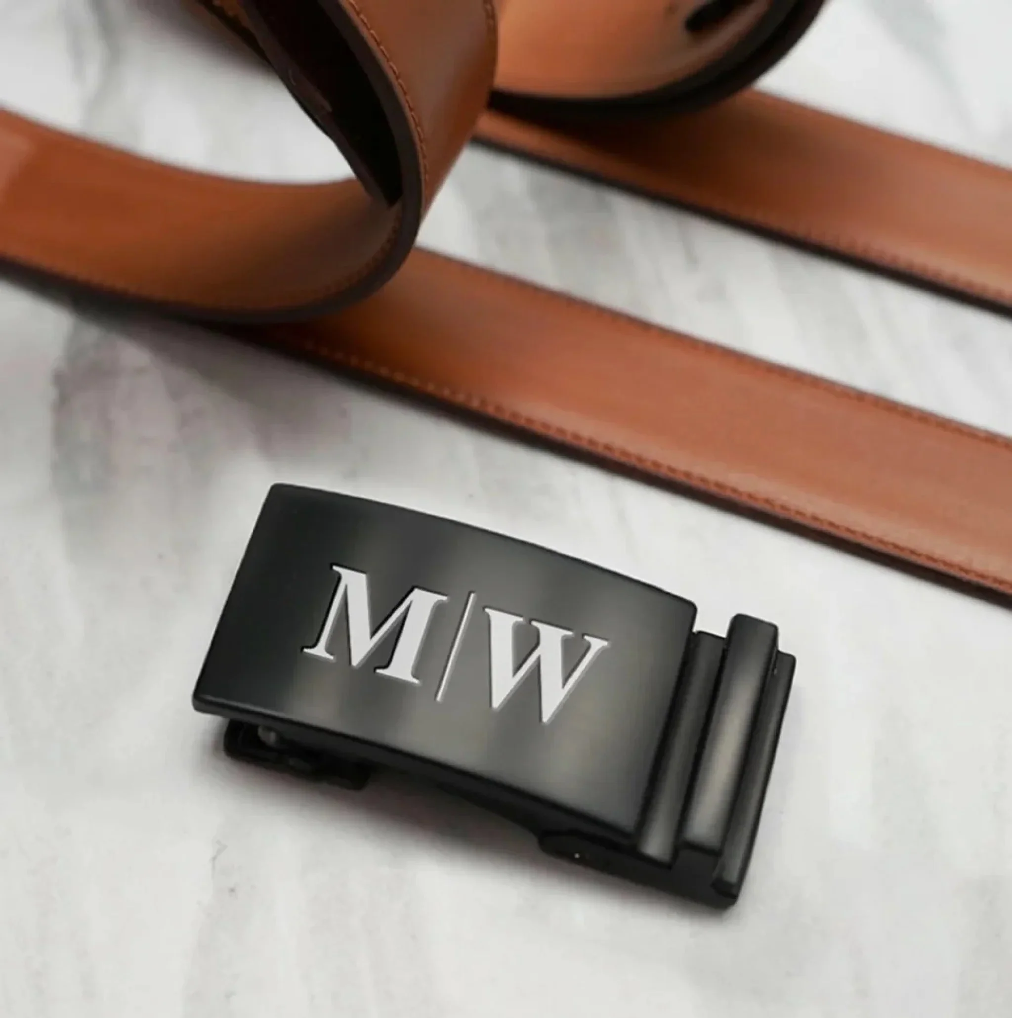 Love Built To Last - Couple Personalized Leather Belt With Engraved Buckle - Image 2