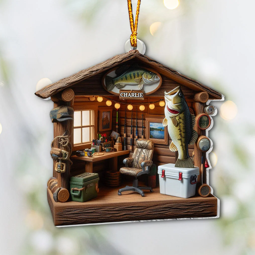 Love Fishing - Fishing Tool Cabin Personalized Fishing Ornament - Image 2