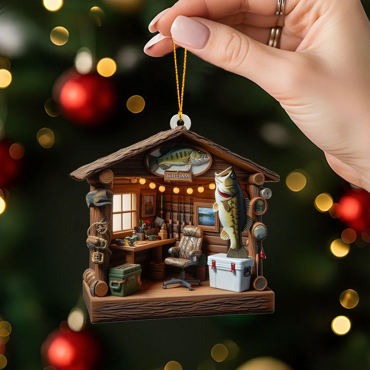 Love Fishing - Fishing Tool Cabin Personalized Fishing Ornament - Image 3