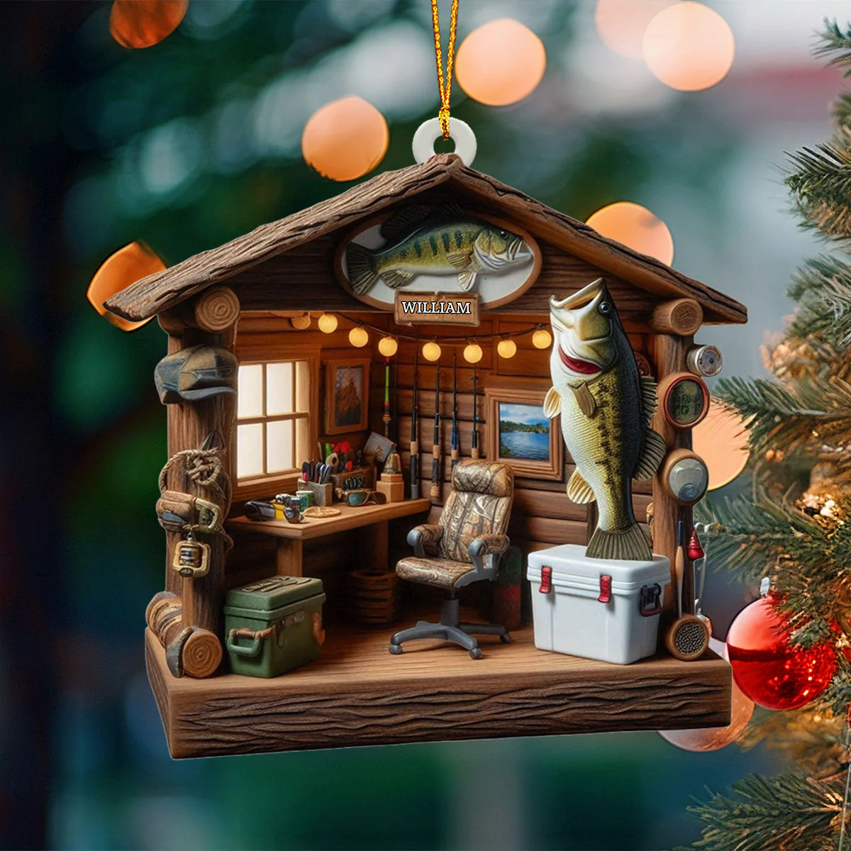 Love Fishing - Fishing Tool Cabin Personalized Fishing Ornament - Image 4