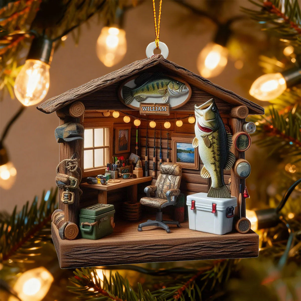 Love Fishing - Fishing Tool Cabin Personalized Fishing Ornament - Image 5