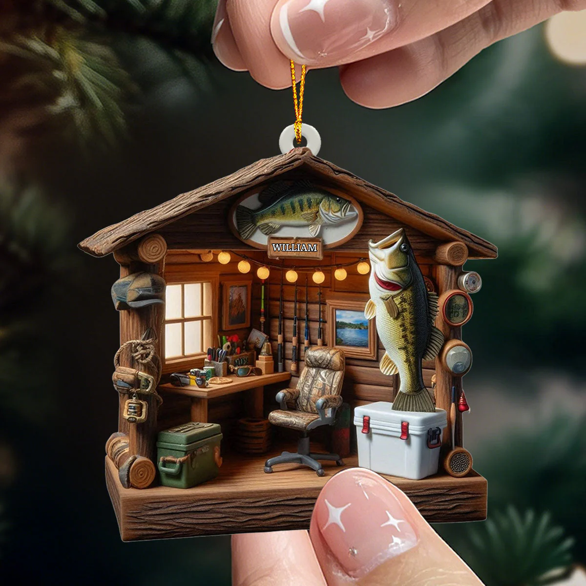 Love Fishing - Fishing Tool Cabin Personalized Fishing Ornament - Image 6