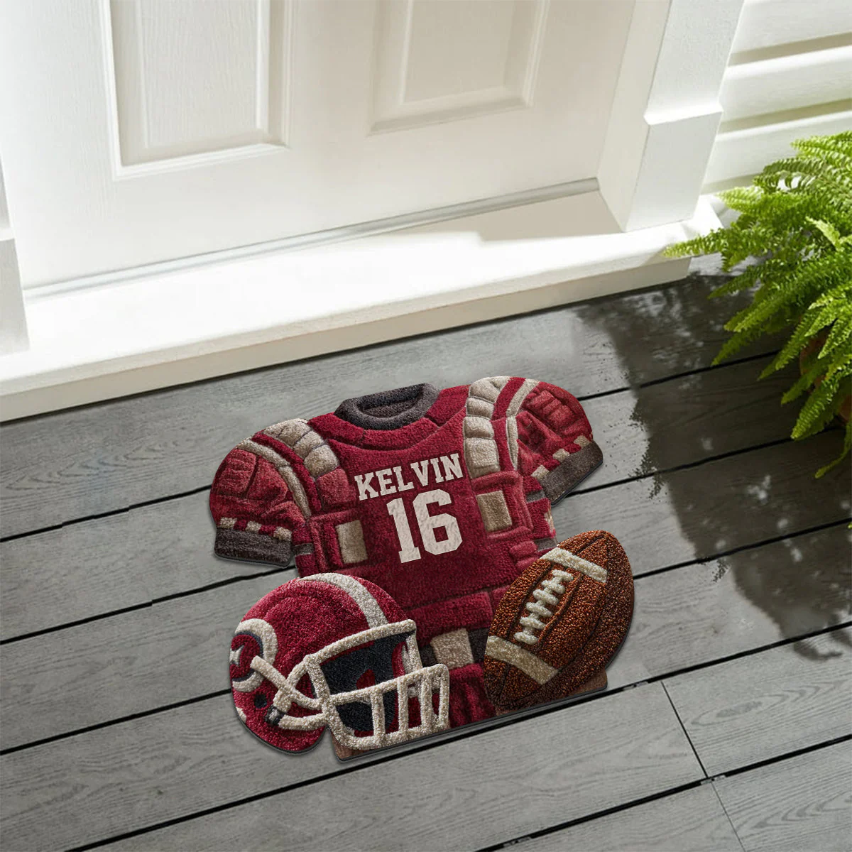 Love Football - Personalized Football Non-Slip Tufted Rug - Image 2