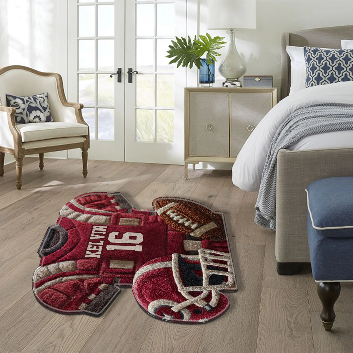Love Football - Personalized Football Non-Slip Tufted Rug - Image 3