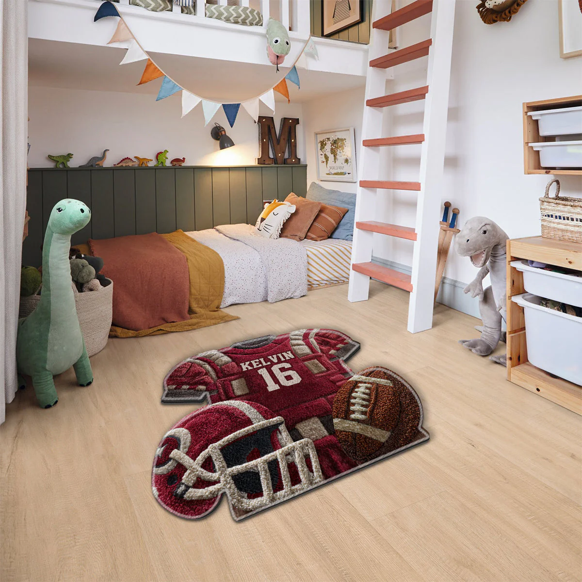 Love Football - Personalized Football Non-Slip Tufted Rug - Image 4