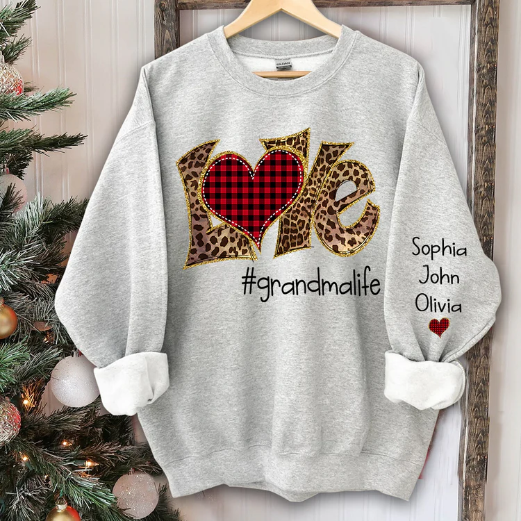 Love grandmalife leopard And Grandkids Personalized Sweatshirt - Image 3