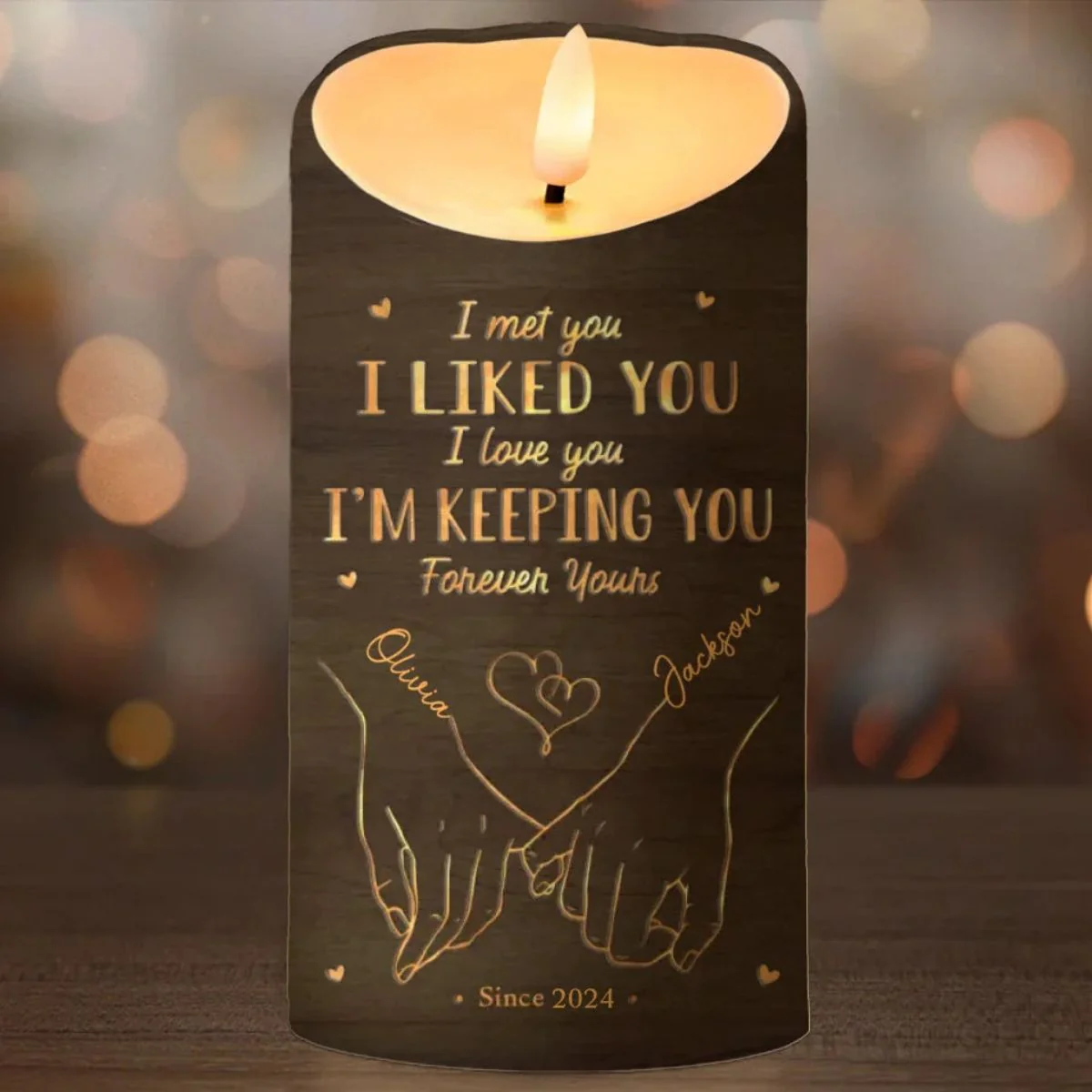Love Is A Flame That Never Goes Out - Couple Personalized Custom LED Candle - Image 3