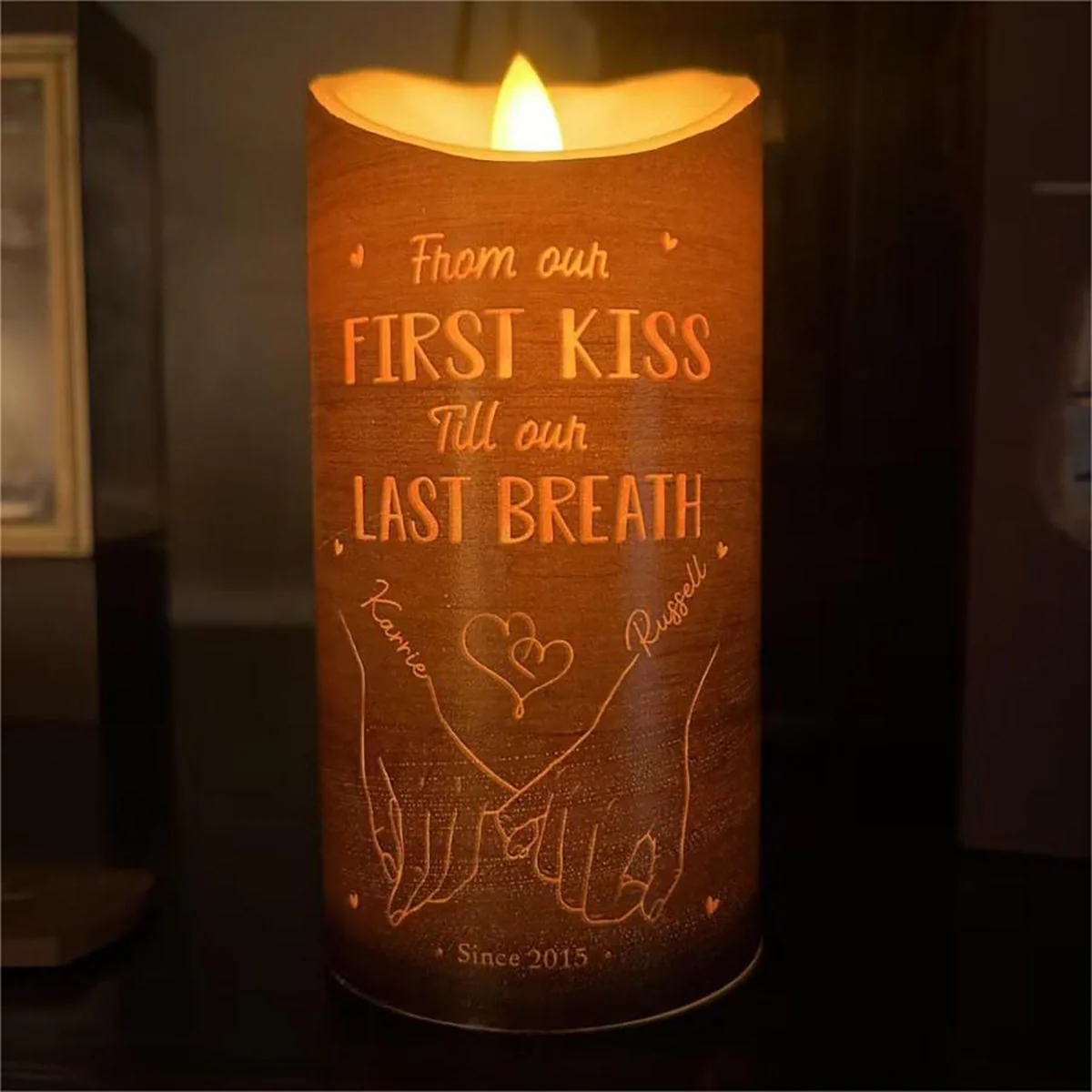 Love Is A Flame That Never Goes Out - Couple Personalized Custom LED Candle - Image 4