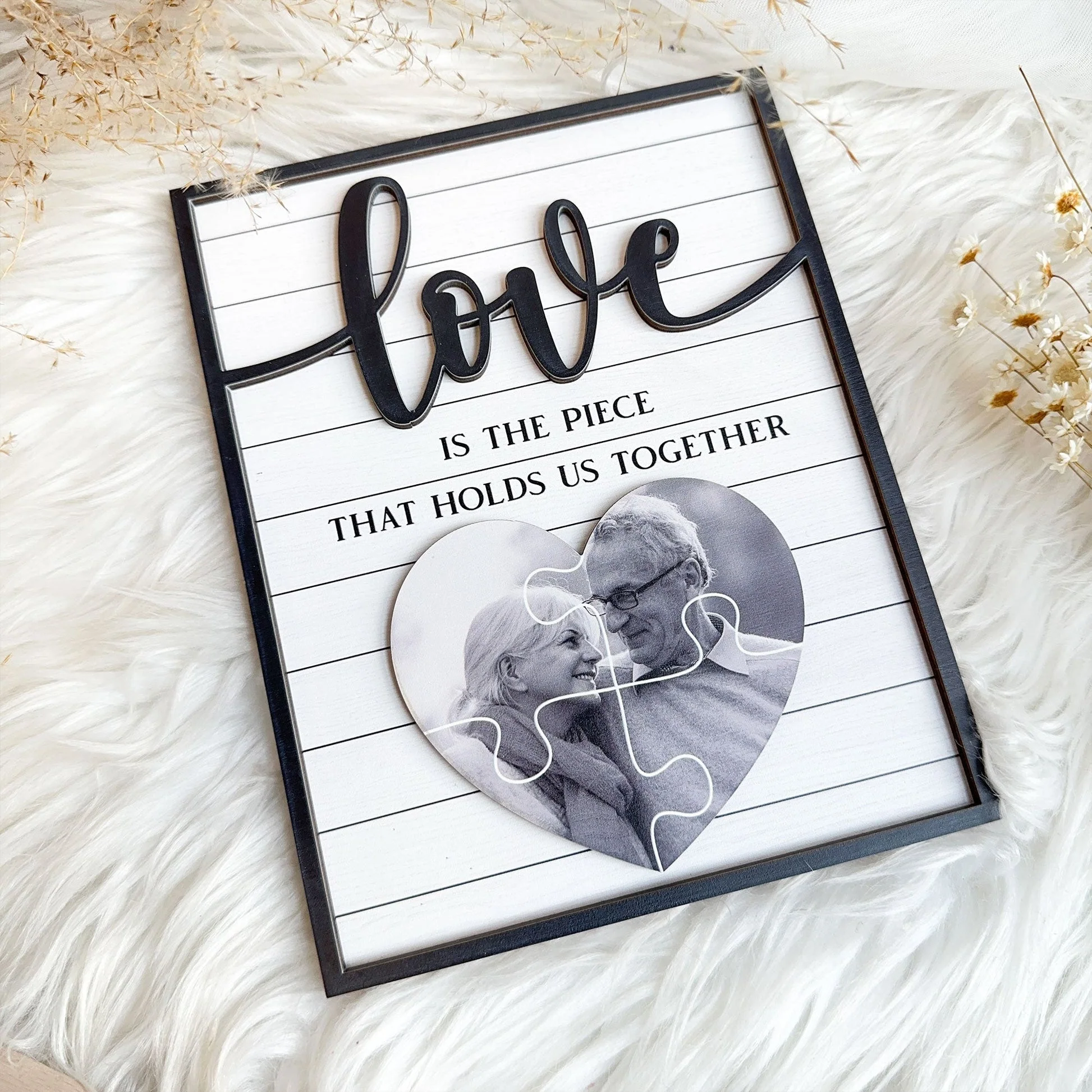 Love Is The Piece That Holds Us Together Personalized 2-Layer Wooden Plaque - Image 4