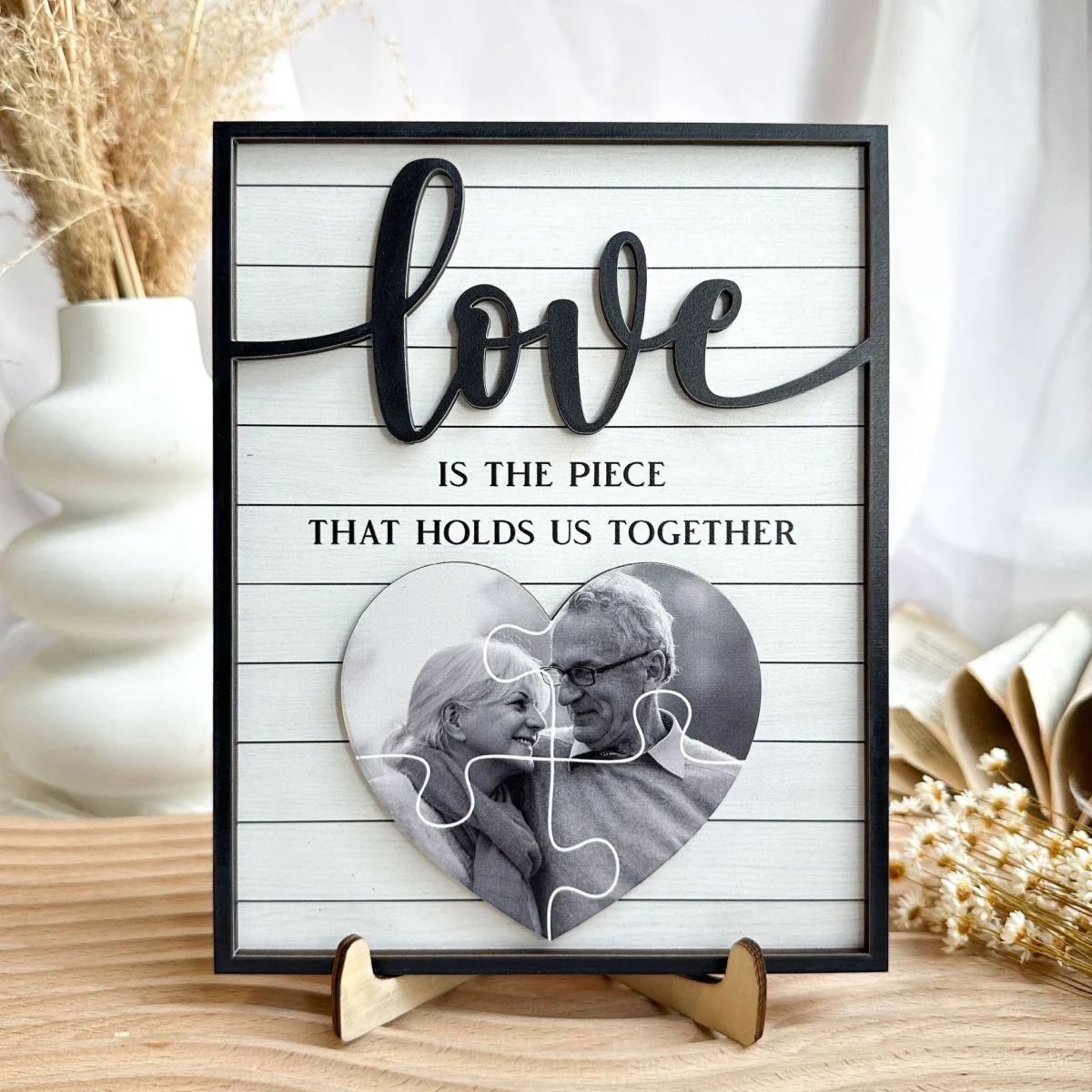 Love Is The Piece That Holds Us Together Personalized 2-Layer Wooden Plaque - Image 6